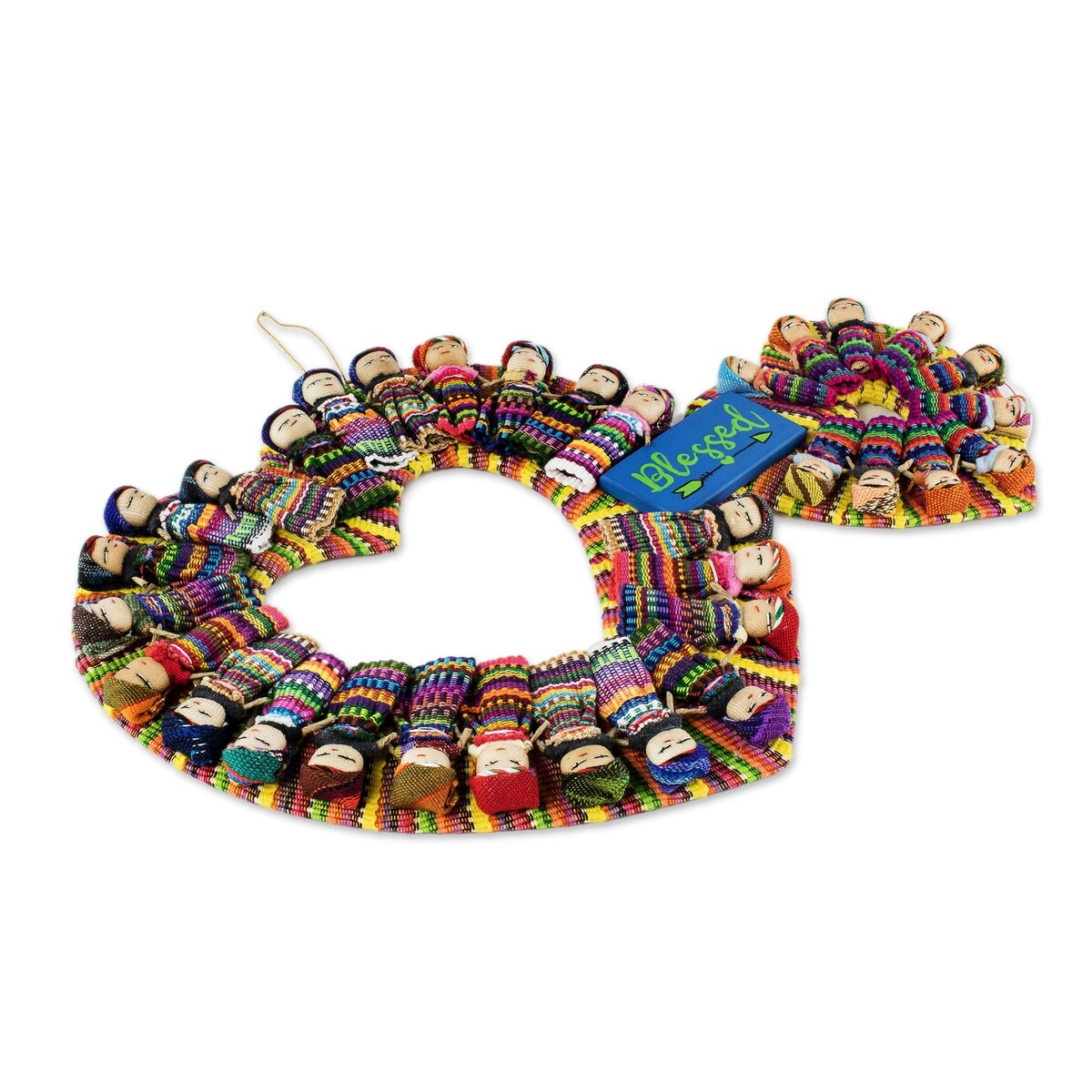 Novica Handmade Hearts Are Blessed Cotton Worry Doll Wreath - Multicolor