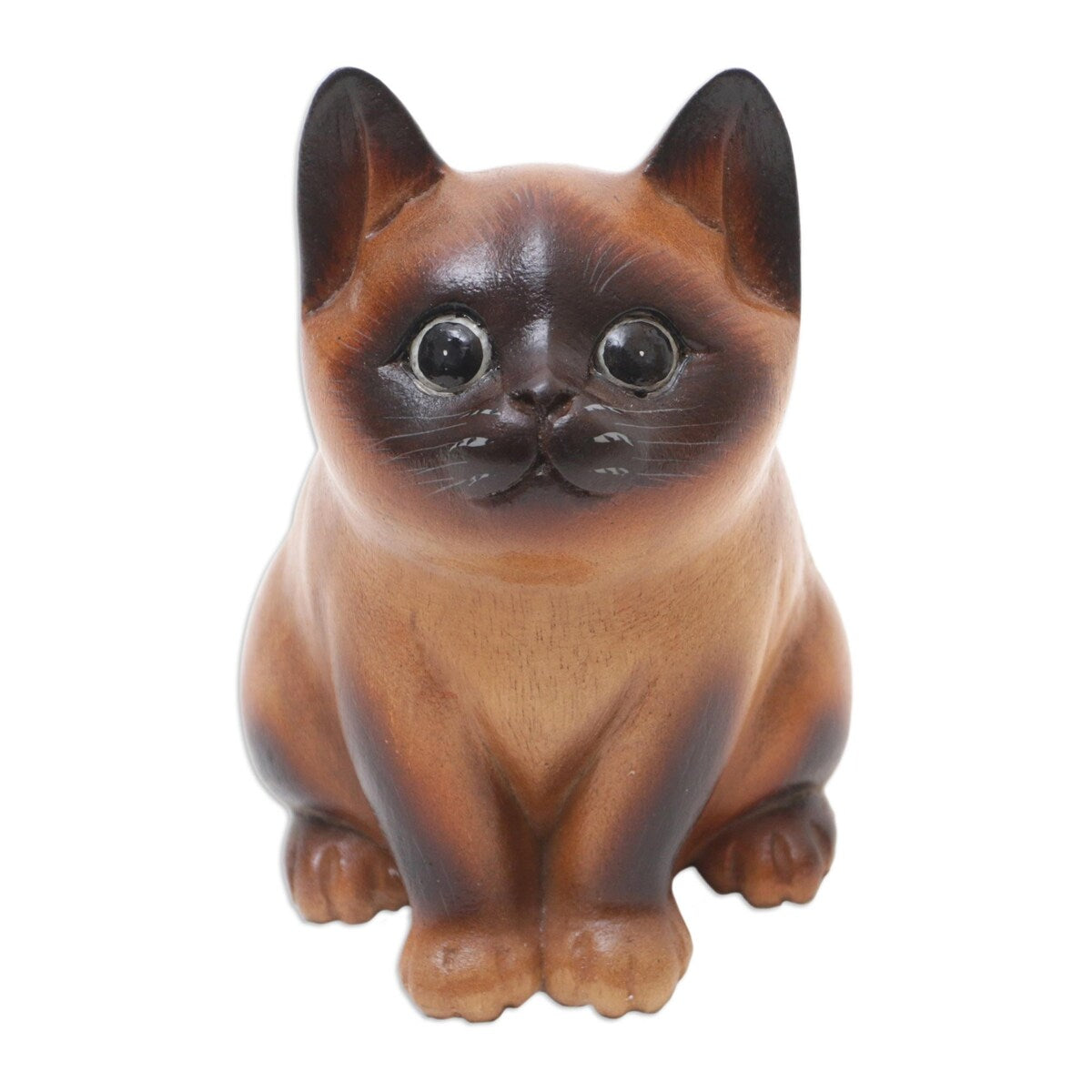Novica Handmade Hungry Cat Wood Figurine