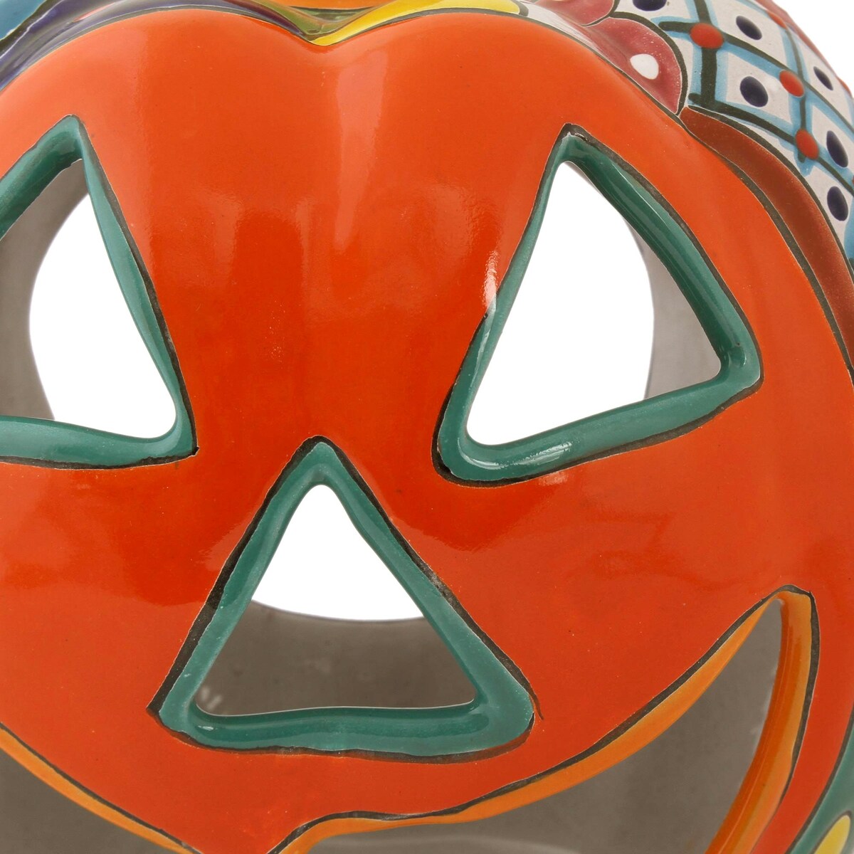 Novica Handmade Jolly Jack-O-Lantern Ceramic Candle Holder