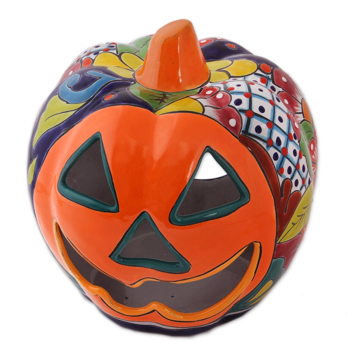 Novica Handmade Jolly Jack-O-Lantern Ceramic Candle Holder