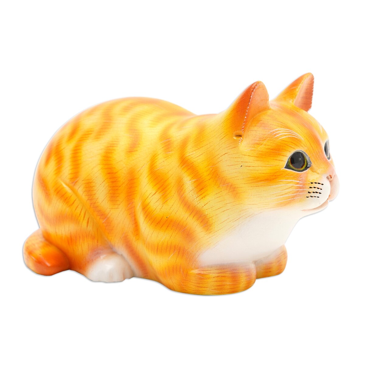 Novica Handmade Jolly Kitten Wood Figurine