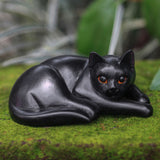 Novica Handmade Lazy Black Cat Wood Sculpture
