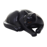 Novica Handmade Lazy Black Cat Wood Sculpture