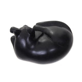 Novica Handmade Lazy Black Cat Wood Sculpture