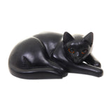 Novica Handmade Lazy Black Cat Wood Sculpture