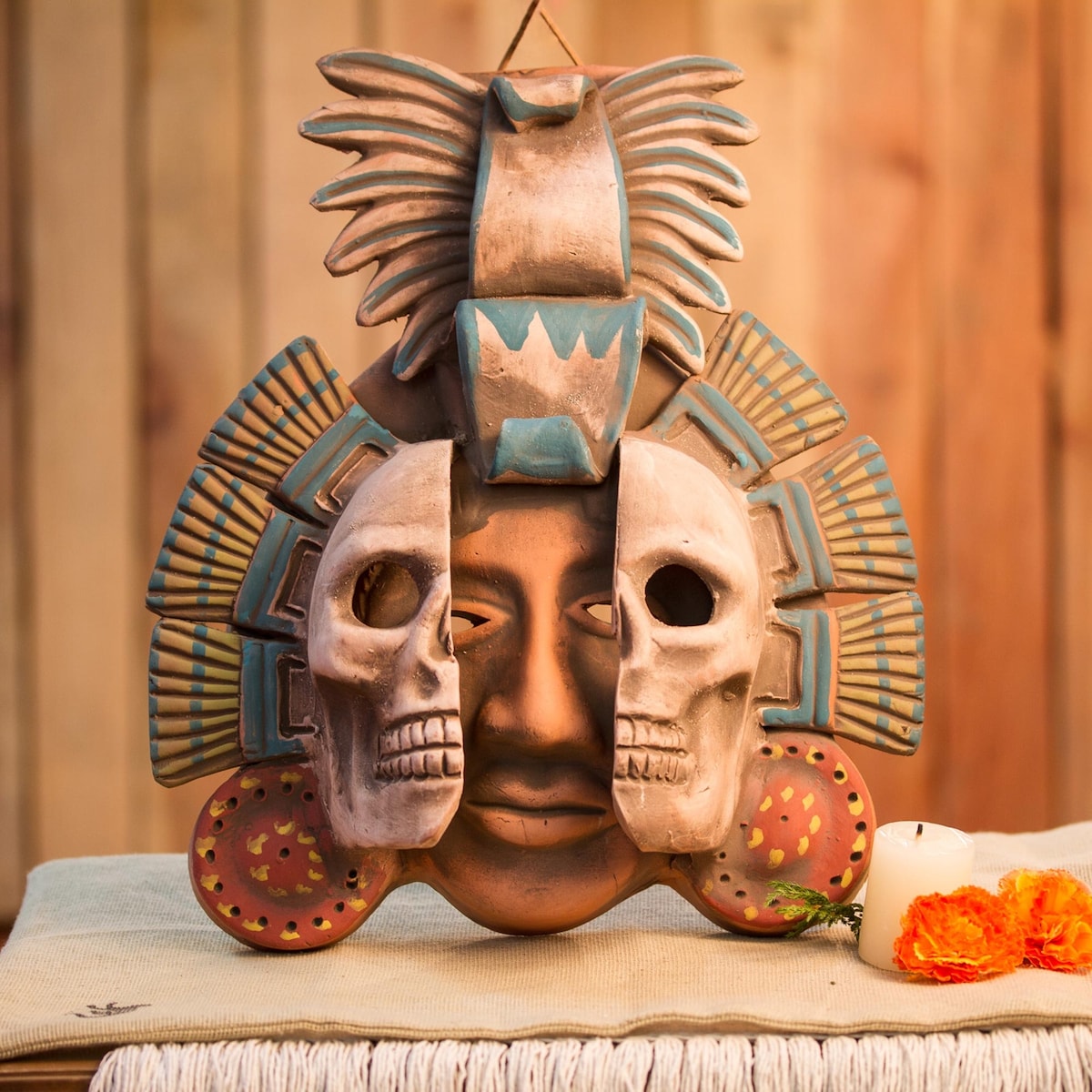 Novica Handmade Life And Death In Teotihuacan Ceramic Mask