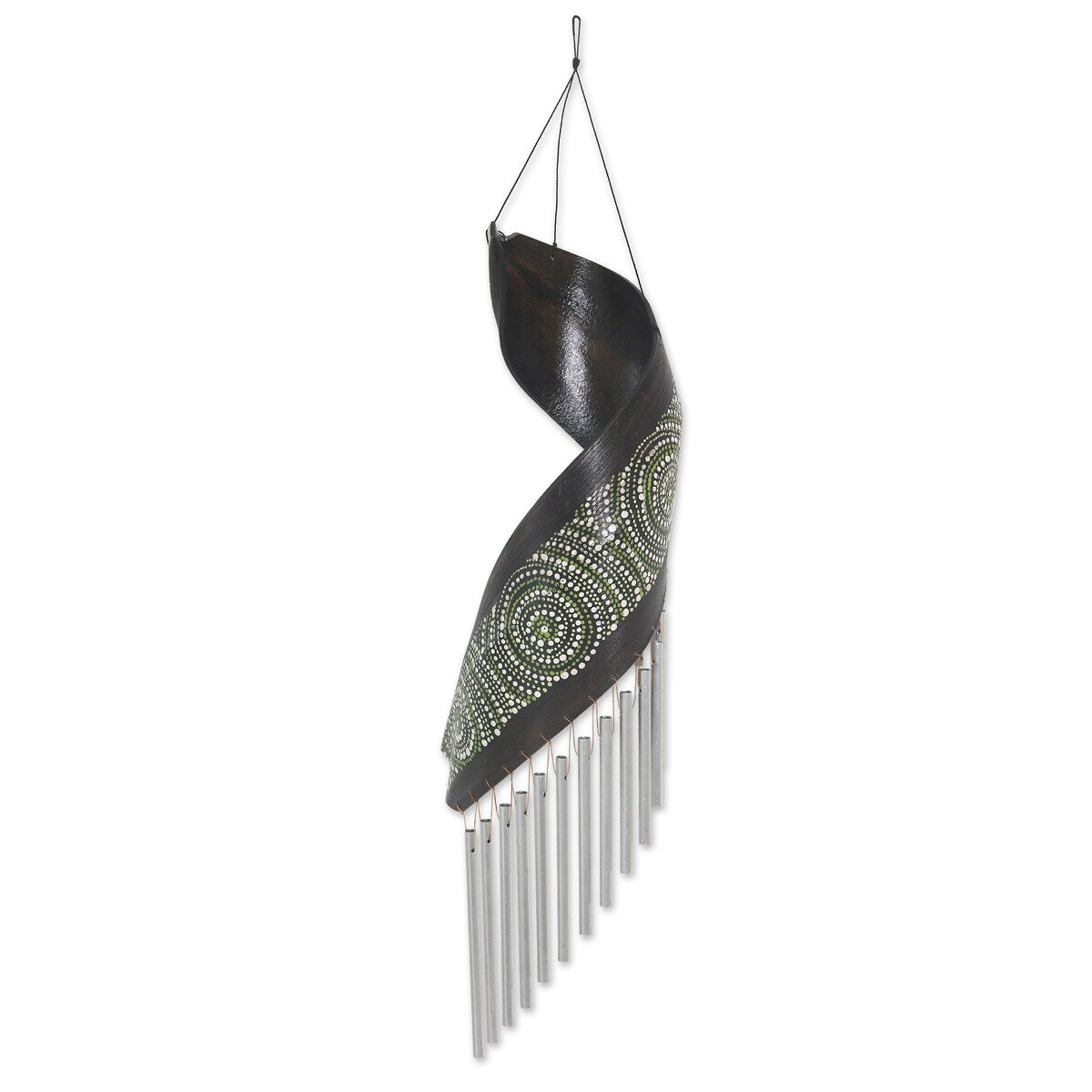 Novica Handmade Mandala Music Coconut Fiber Wind Chime