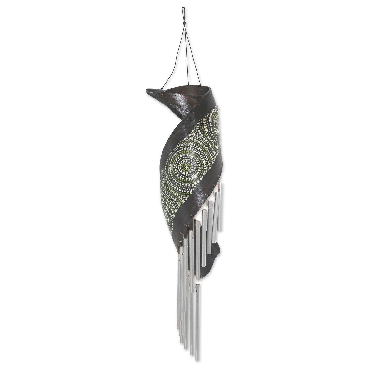 Novica Handmade Mandala Music Coconut Fiber Wind Chime