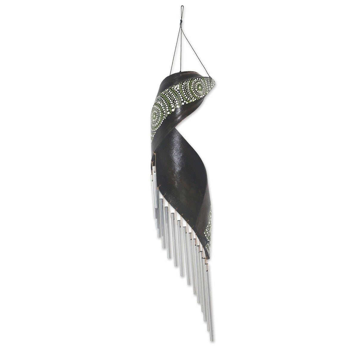 Novica Handmade Mandala Music Coconut Fiber Wind Chime