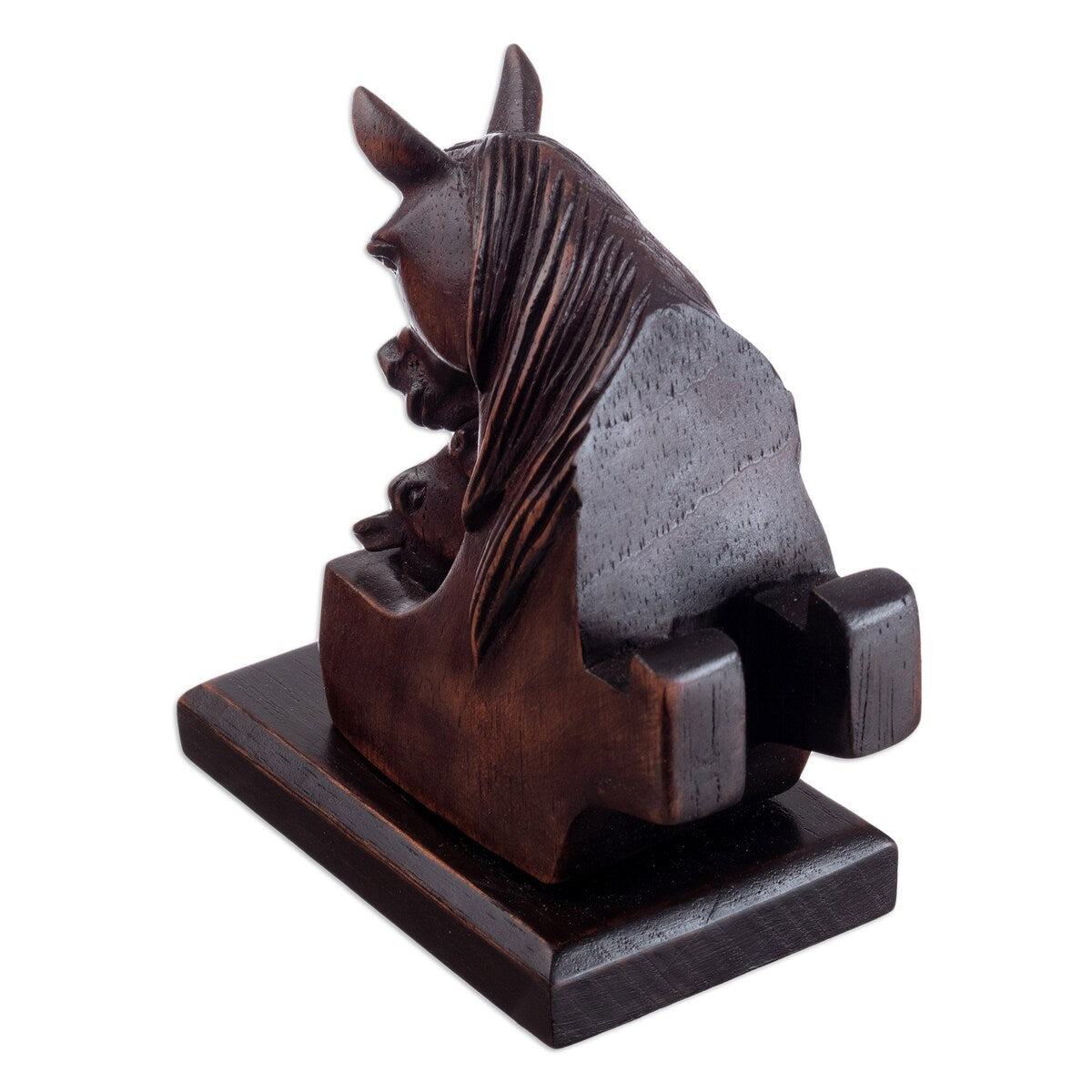 Novica Handmade Mother Mare Wood Phone Holder