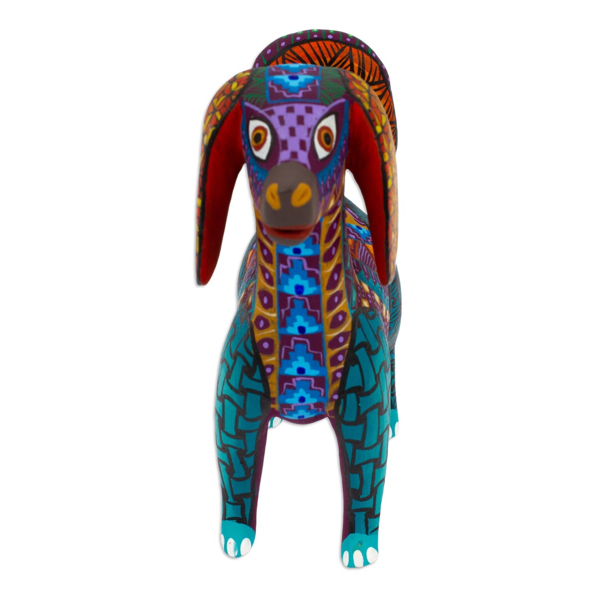 Novica Handmade Multicolored Dog Wood Alebrije Figurine