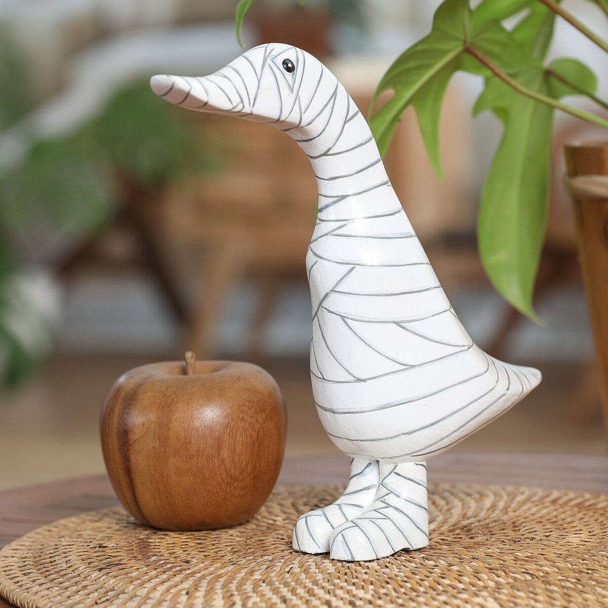 Novica Handmade Mummy Duck Bamboo Root And Teak Wood Figurine