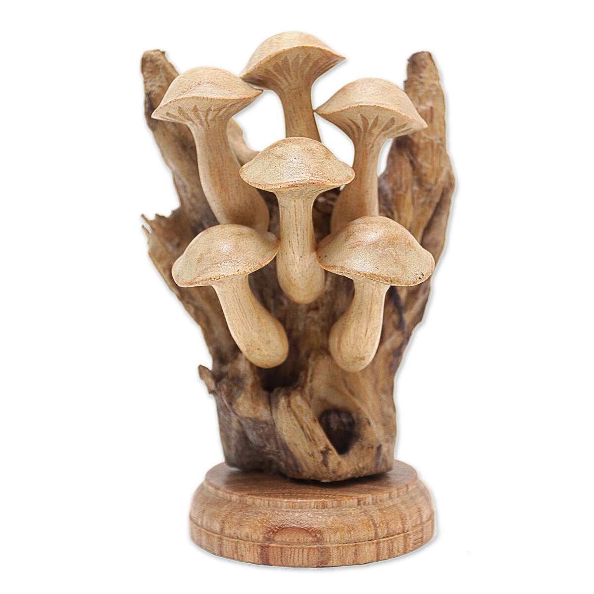 Novica Handmade Mushroom Charm Wood Sculpture
