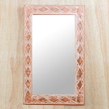 Novica Handmade Pink Diamonds Brass And Wood Mirror