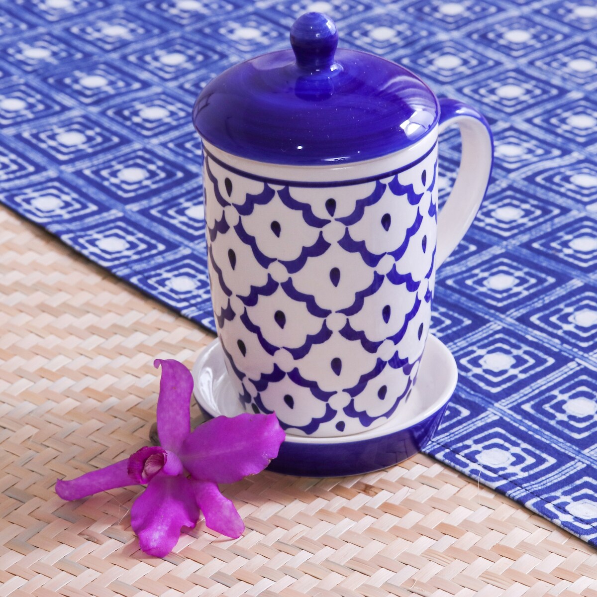 Novica Handmade Proud Pineapple Ceramic Mug And Saucer