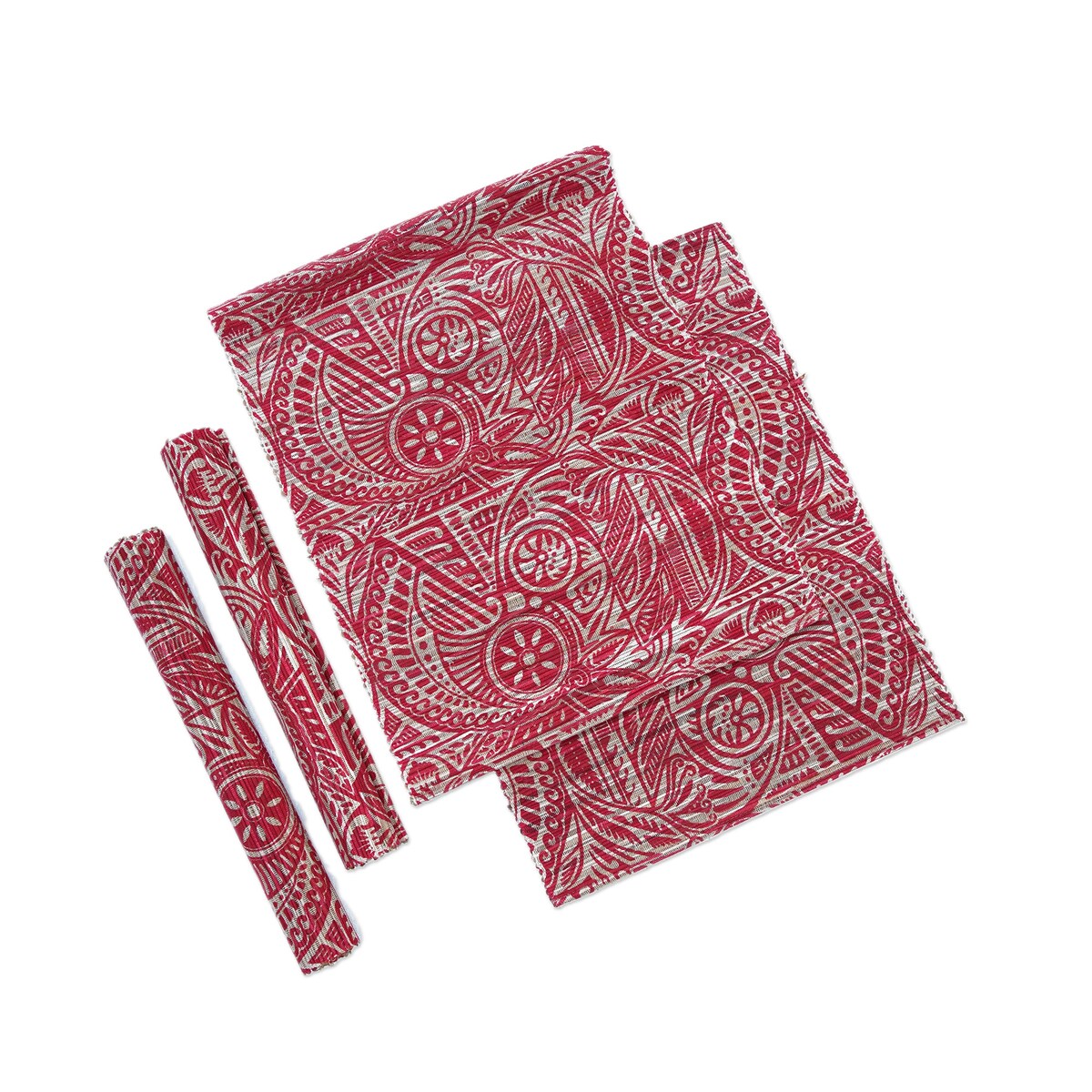 Novica Handmade Red Eden Cotton Blend Table Runner And Placemats (Set Of 5)