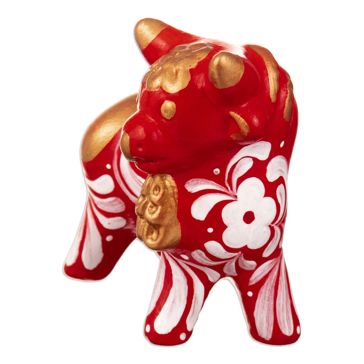 Novica Handmade Red Guardian Of The Andes Ceramic Sculpture
