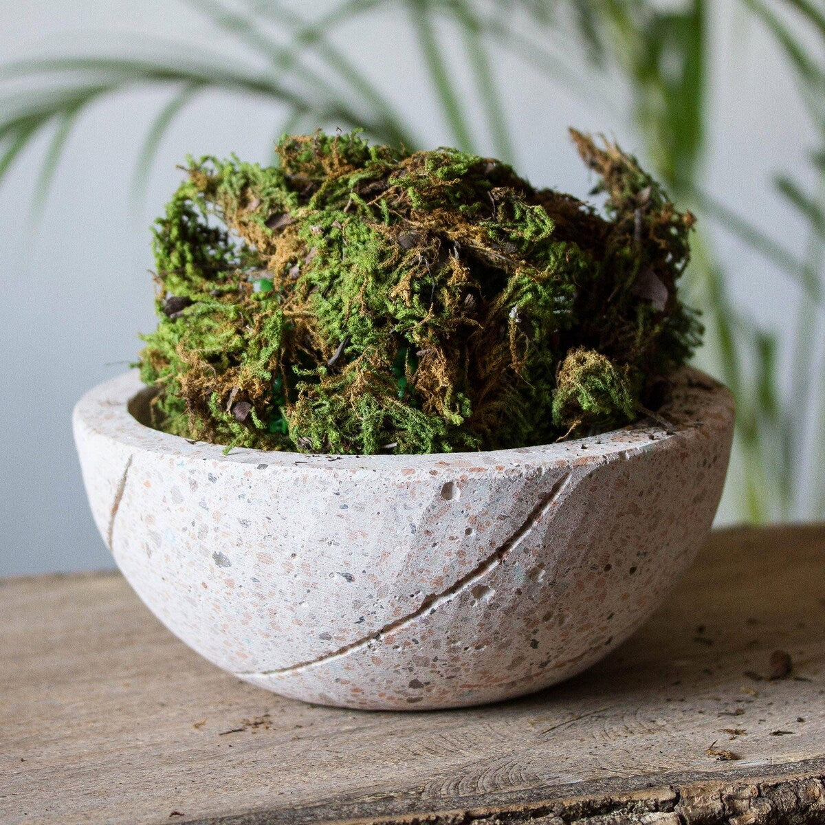 Novica Handmade Round Planter Reclaimed Stone Flower Pot