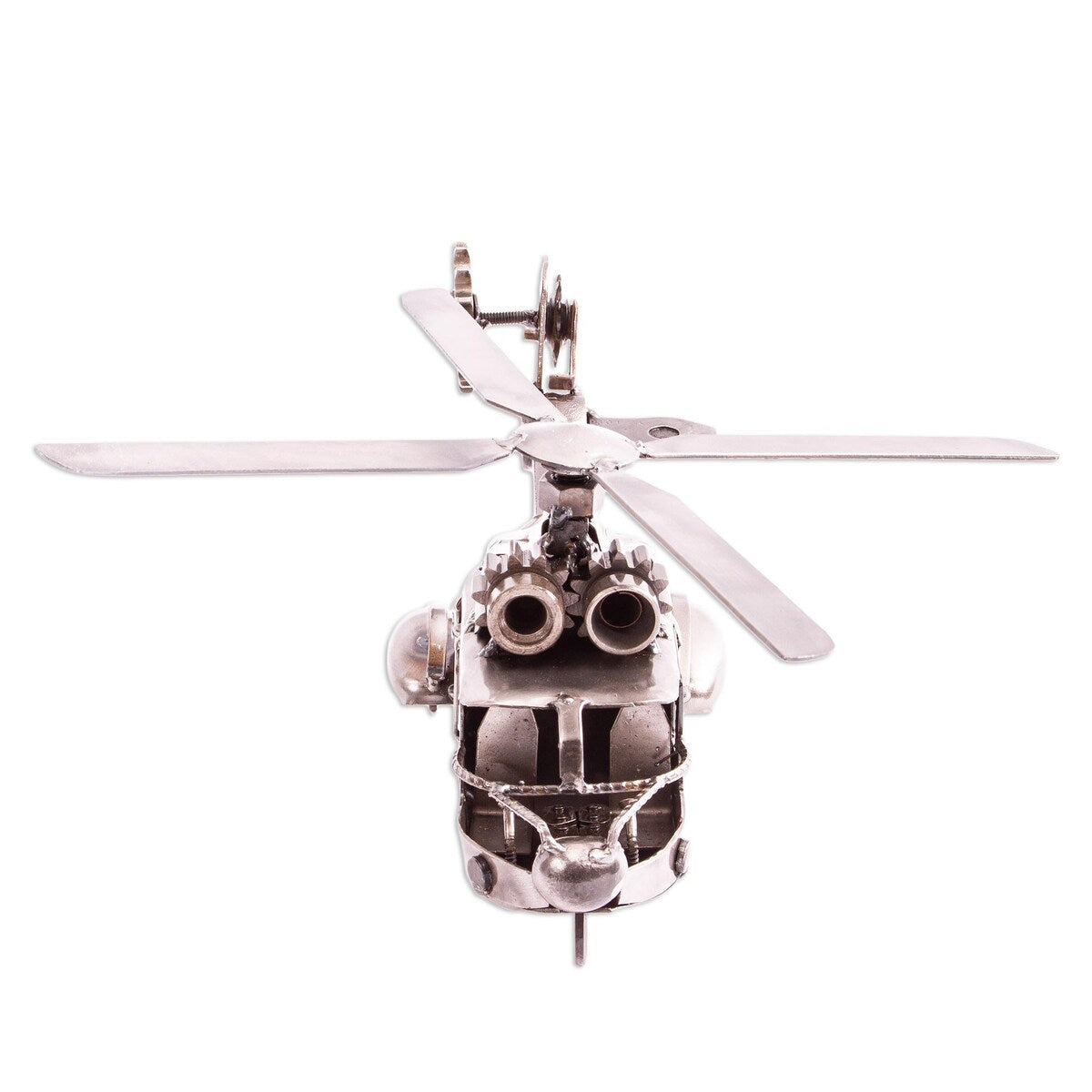 Novica Handmade Rustic Twin-Engine Helicopter Recycled Auto Parts Sculpture