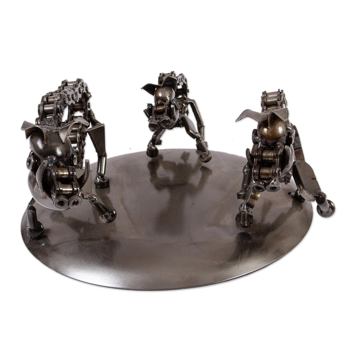 Novica Handmade Rustic Wild Boar Family Recycled Auto Parts Sculpture