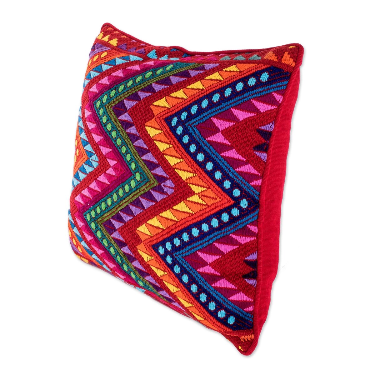 Novica Handmade Scarlet Maya Mountains Cotton Cushion Cover