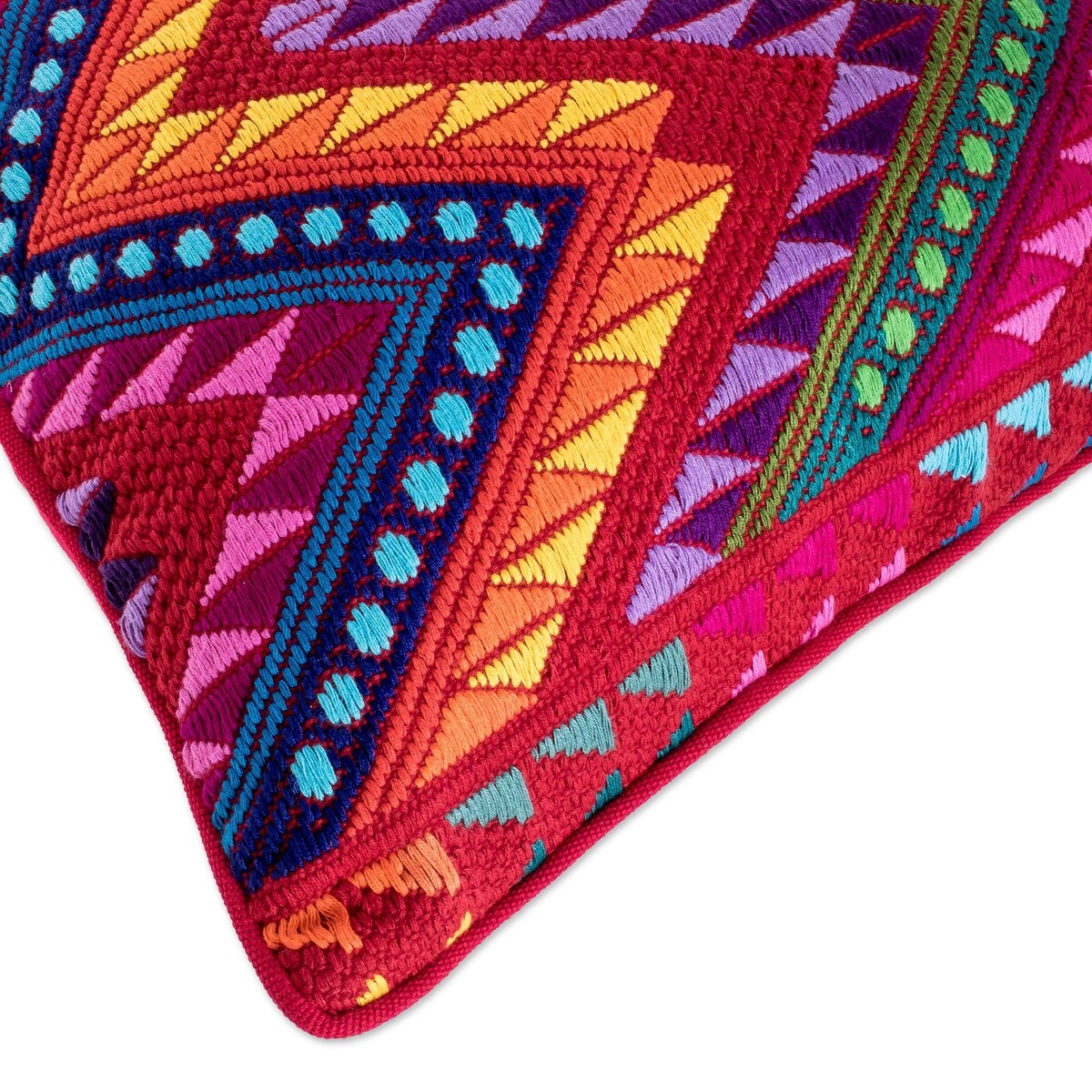 Novica Handmade Scarlet Maya Mountains Cotton Cushion Cover