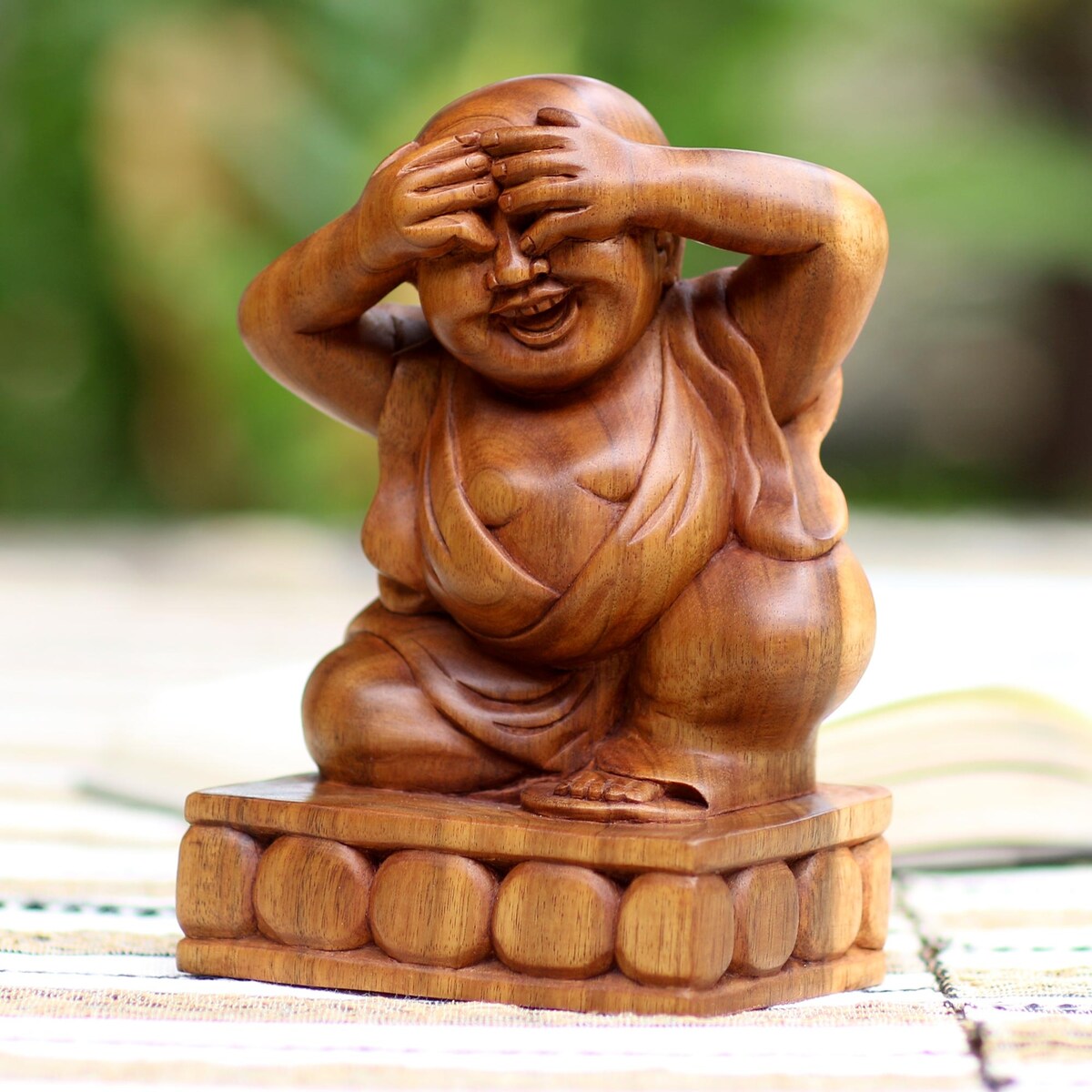 Novica Handmade See No Evil Wood Sculpture