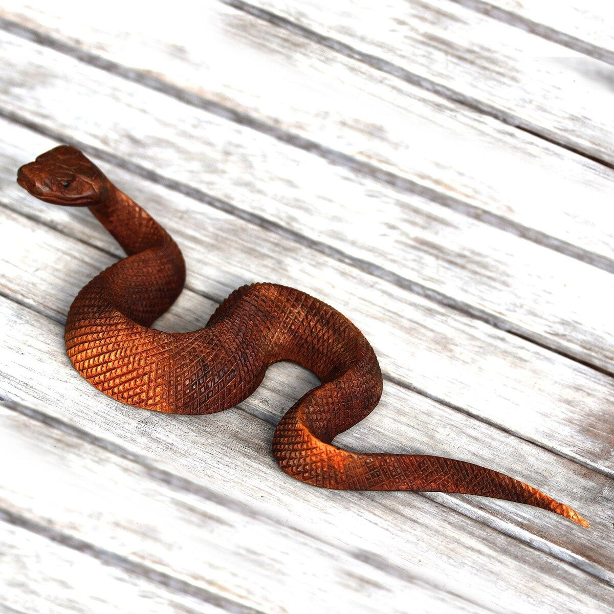 Novica Handmade Slithering Snake Wood Sculpture - 2.6" H x 12.5" W x 3.9" D
