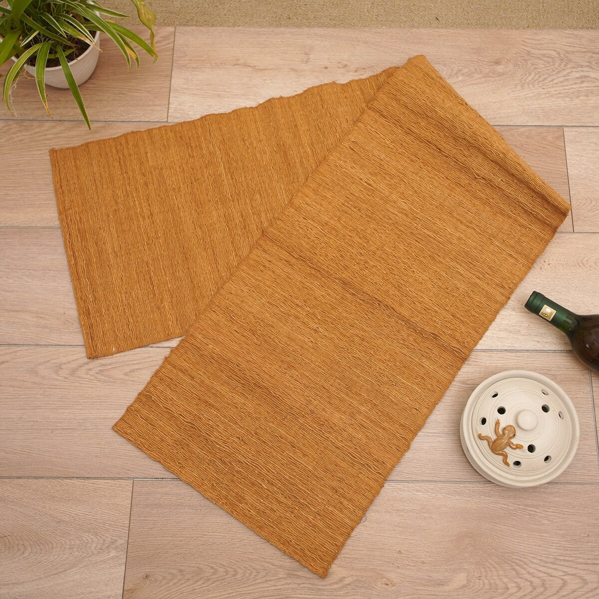 Novica Handmade Soft Natural Orange Cotton Blend Table Runner