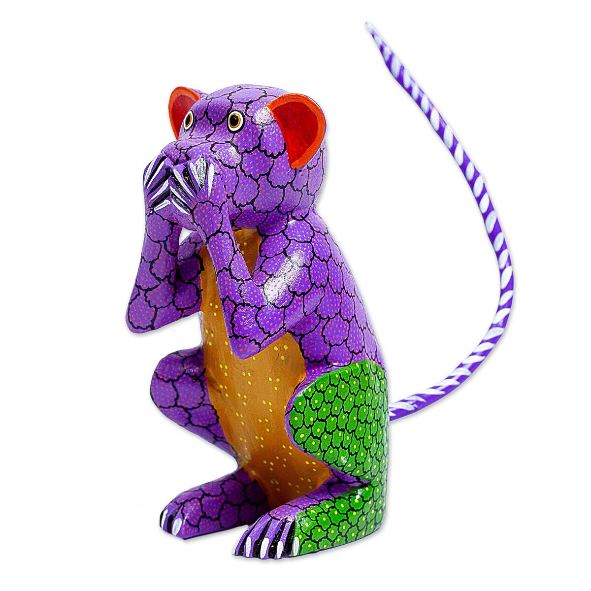 Novica Handmade Speak No Evil Wood Alebrije Sculpture