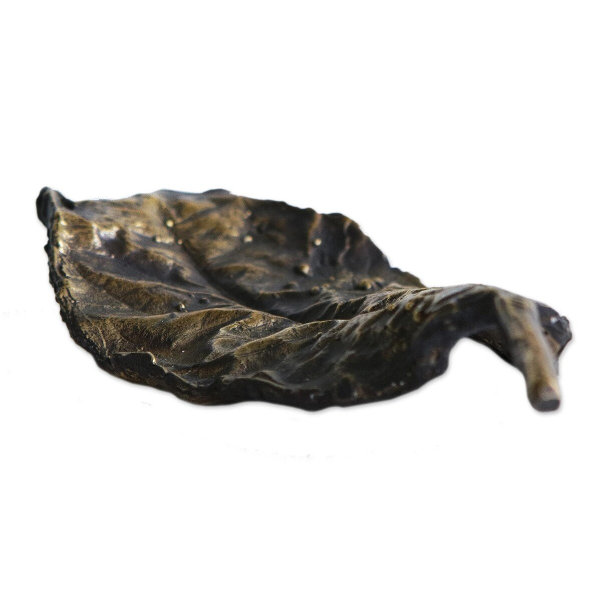Novica Handmade Speckled Almond Leaf Bronze Sculpture (5.5 Inch)