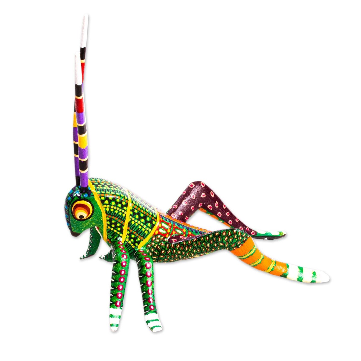 Novica Handmade Spry Grasshopper Wood Alebrije Sculpture - 4.7 D