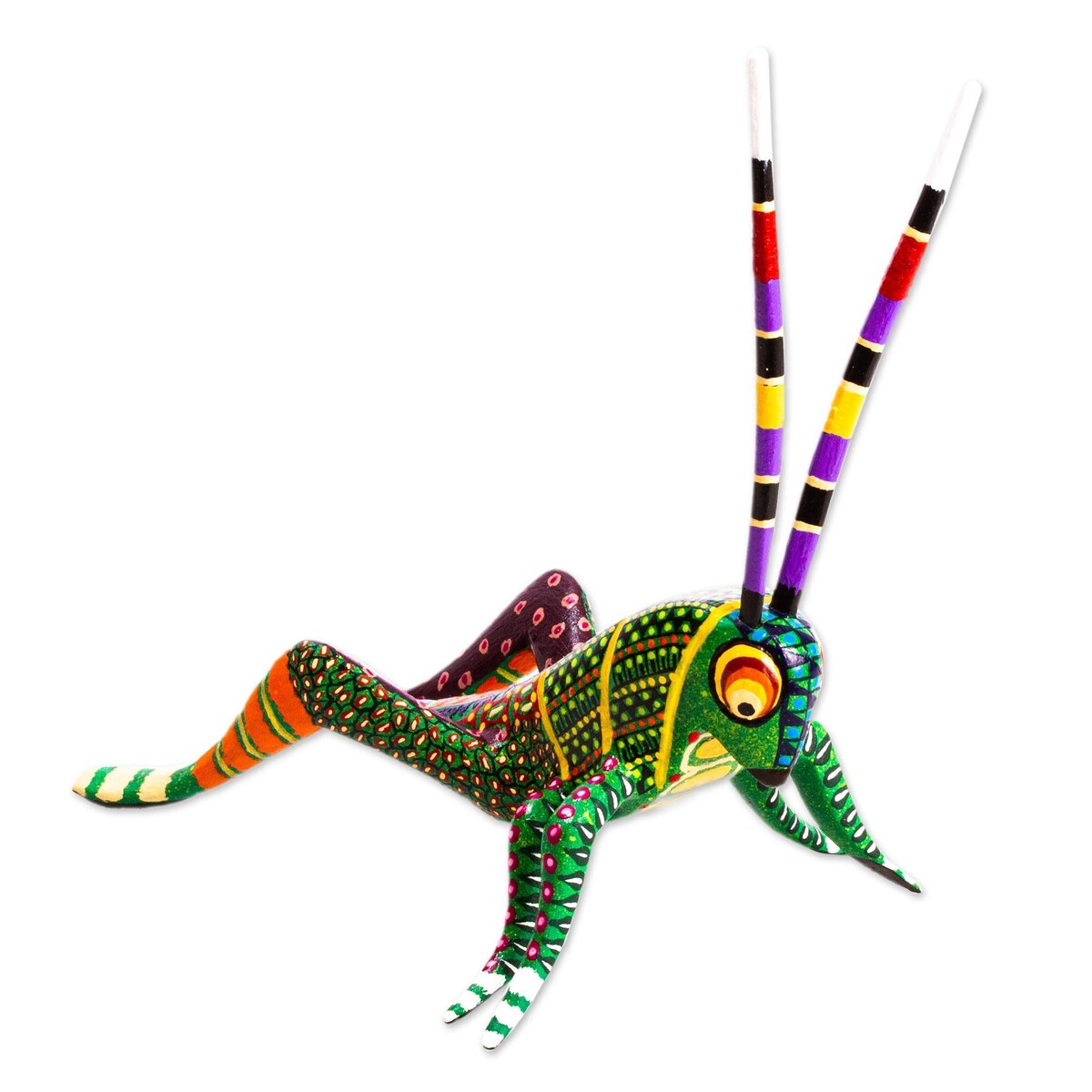 Novica Handmade Spry Grasshopper Wood Alebrije Sculpture - 4.7 D