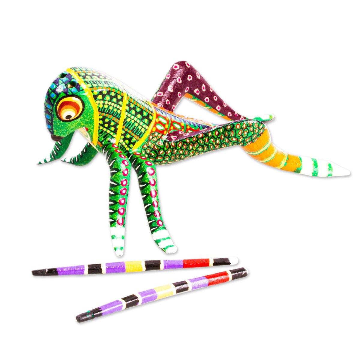 Novica Handmade Spry Grasshopper Wood Alebrije Sculpture - 4.7 D