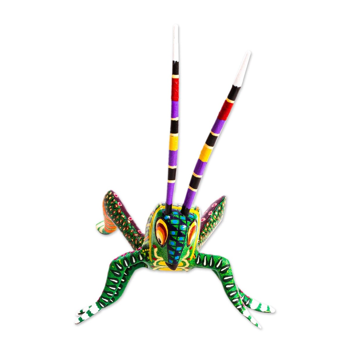 Novica Handmade Spry Grasshopper Wood Alebrije Sculpture - 4.7 D