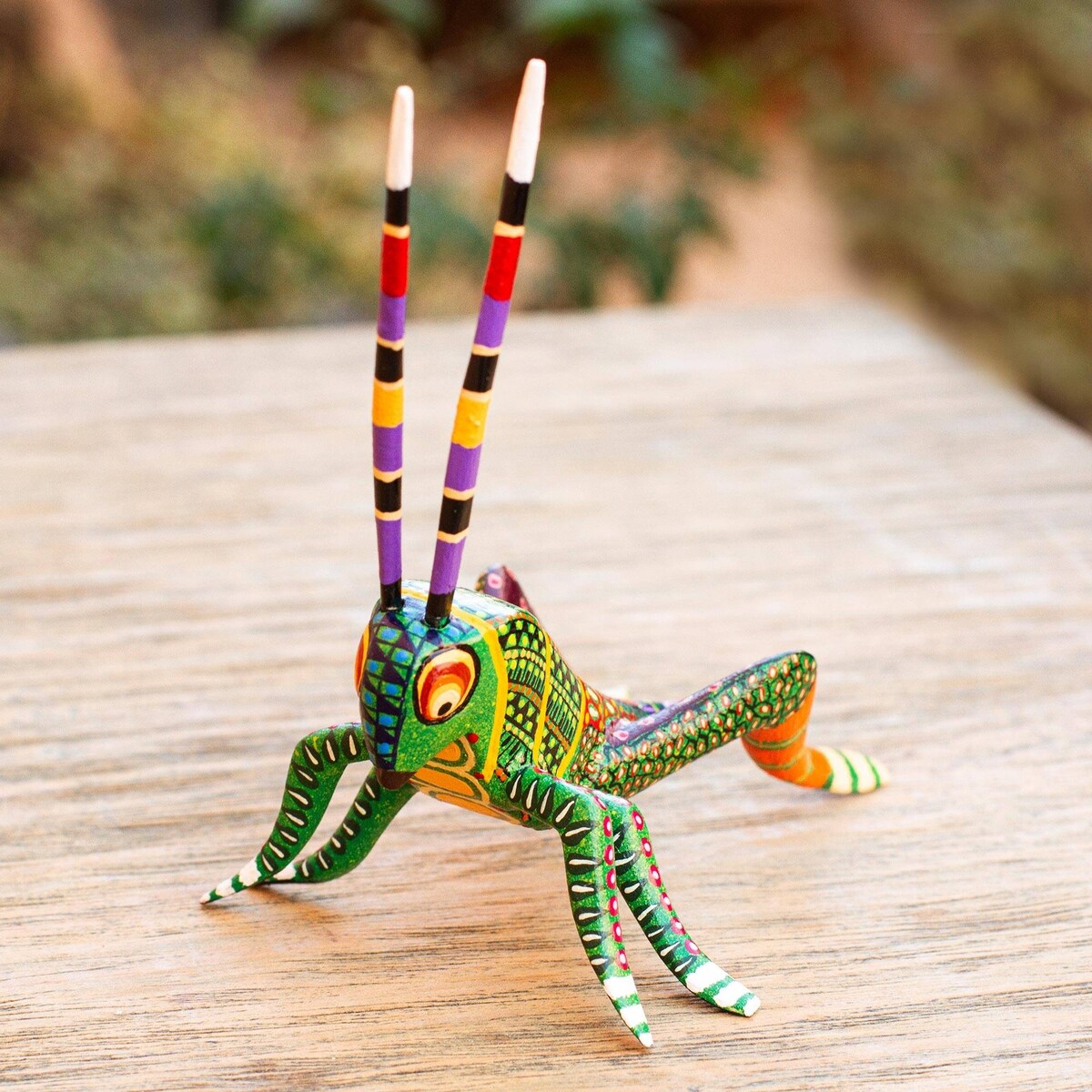 Novica Handmade Spry Grasshopper Wood Alebrije Sculpture - 4.7 D