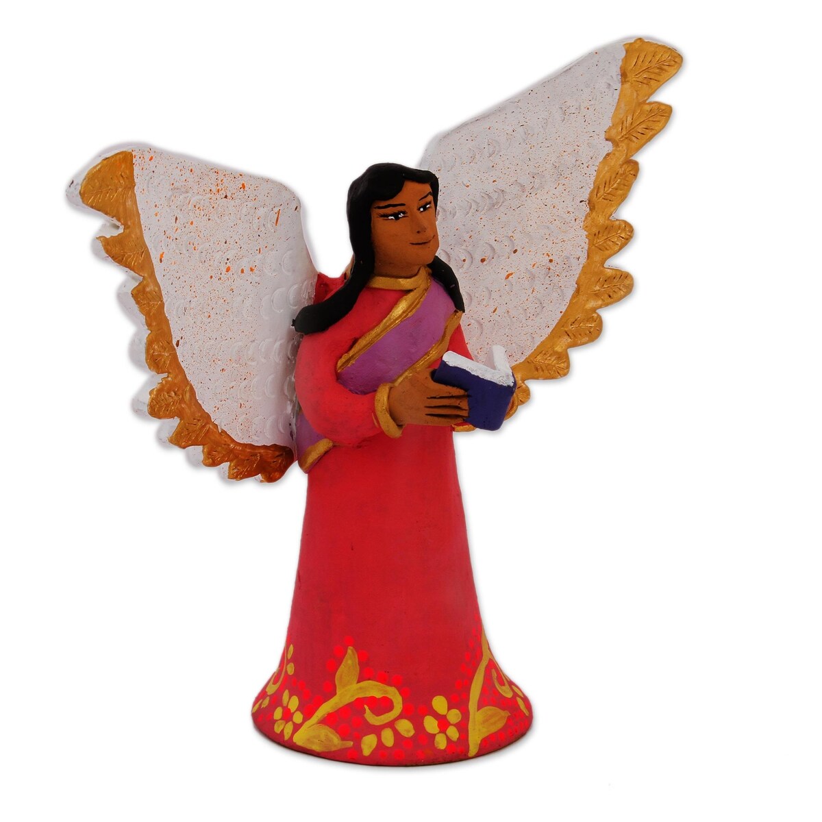 Novica Handmade Studious Angel Ceramic Sculpture