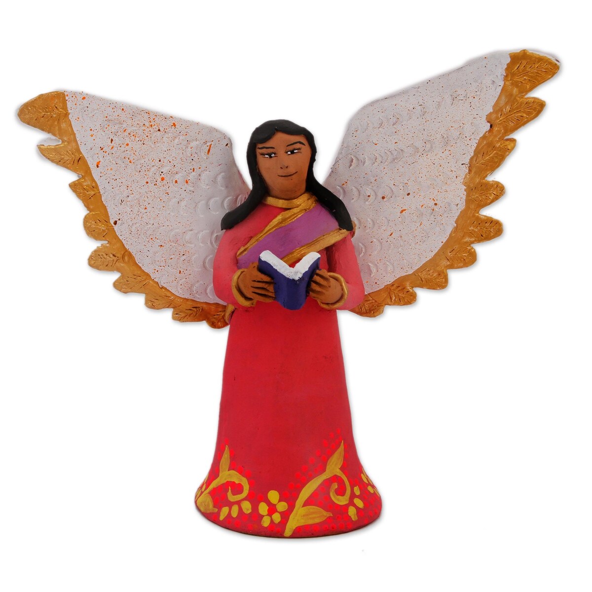 Novica Handmade Studious Angel Ceramic Sculpture
