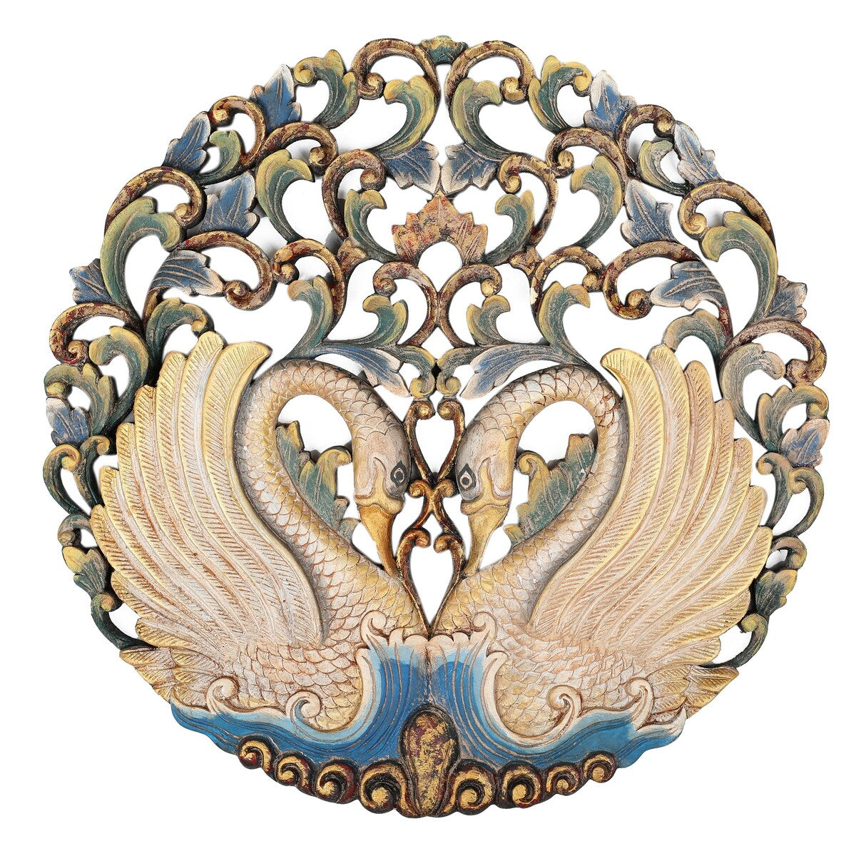 Novica Handmade Swan Glory Wood Relief Panel