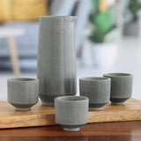 Novica Handmade Tokyo Toast Soapstone Sake Decanter And Cups (Set Of 5)