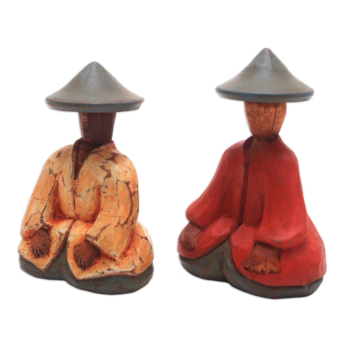 Novica Handmade Traditional Couple Wood Figurines (Pair)