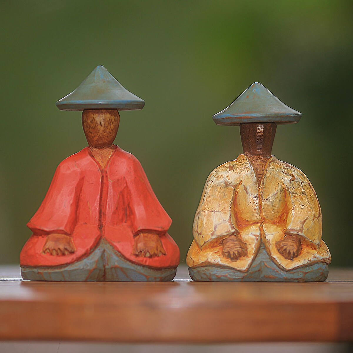 Novica Handmade Traditional Couple Wood Figurines (Pair)