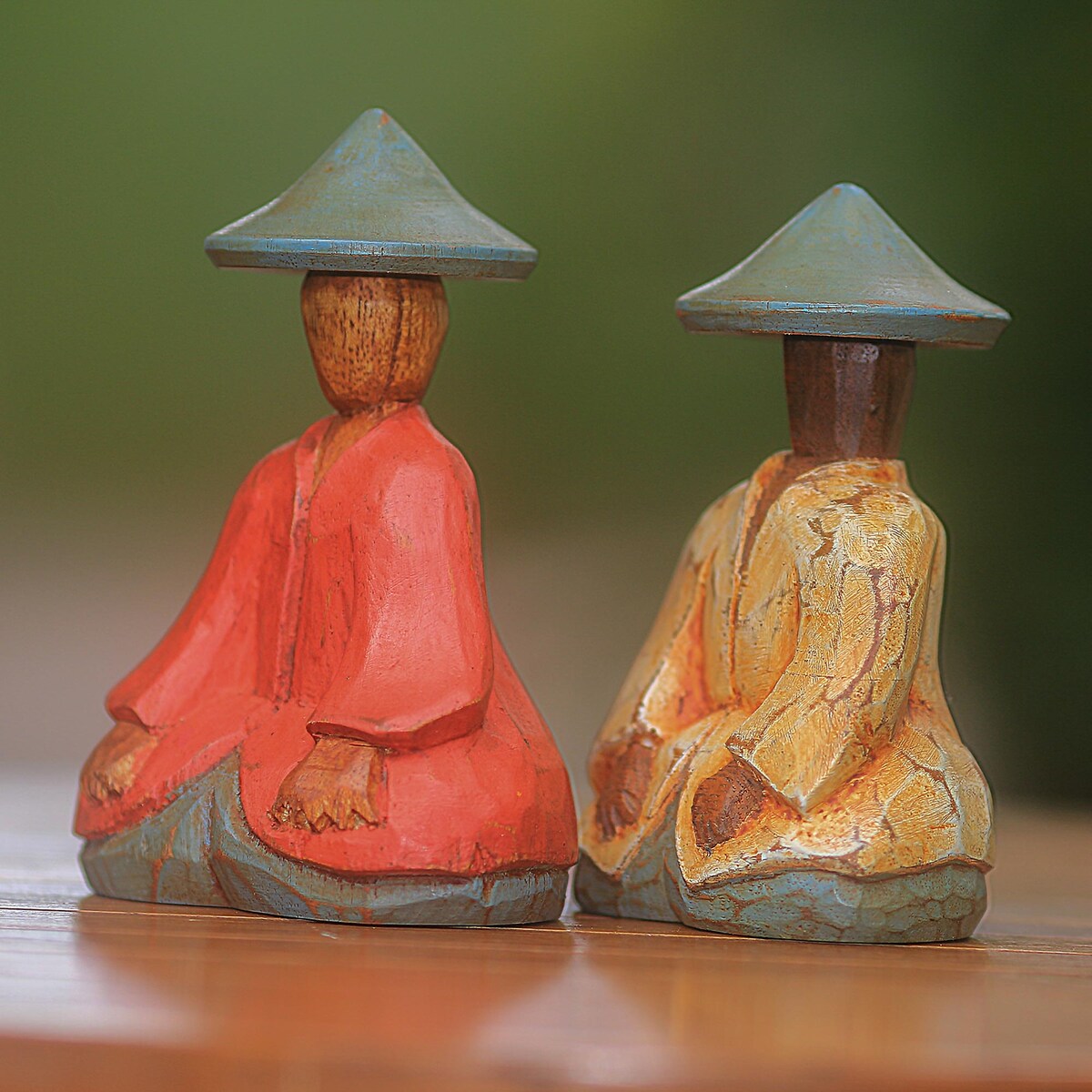 Novica Handmade Traditional Couple Wood Figurines (Pair)