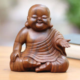 Novica Handmade Tranquil Buddha Wood Sculpture - 6.25" H x 5.5" W x 3.5" D