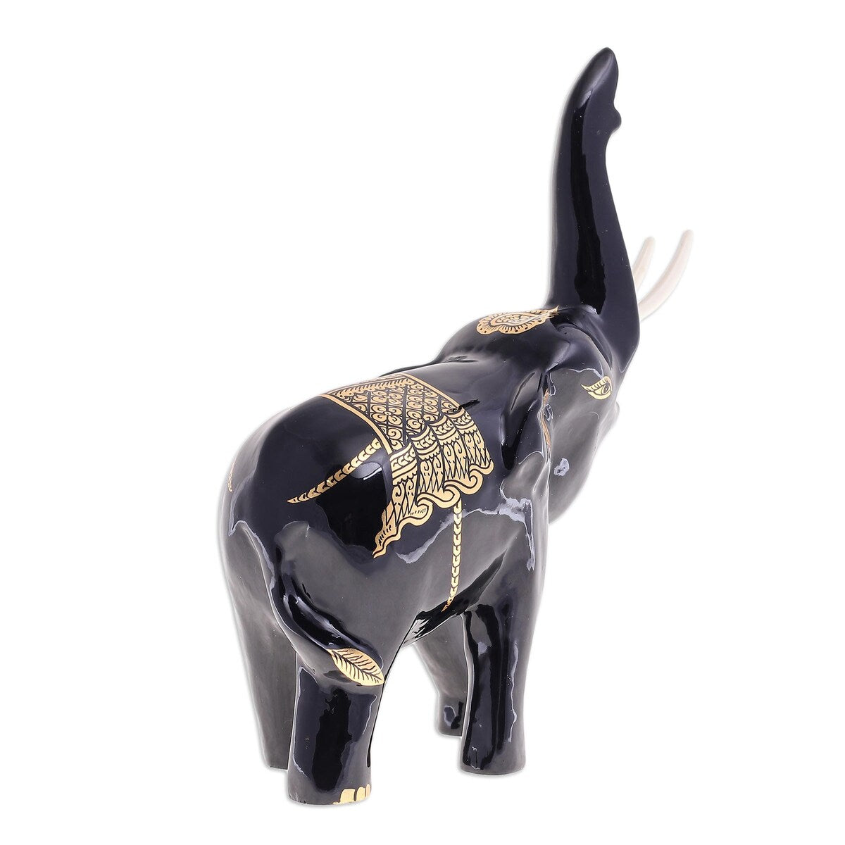 Novica Handmade Treasured Trumpeter Gold-Accented Wood Sculpture