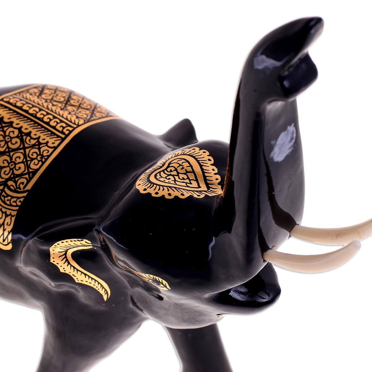 Novica Handmade Treasured Trumpeter Gold-Accented Wood Sculpture