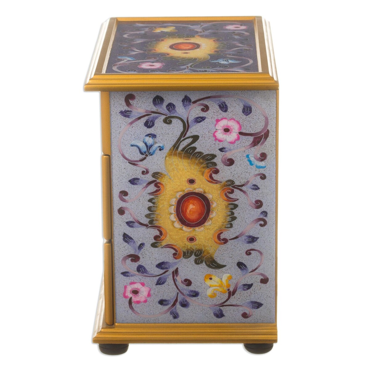 Novica Handmade Twilight Splendor Reverse-Painted Glass Jewelry Chest