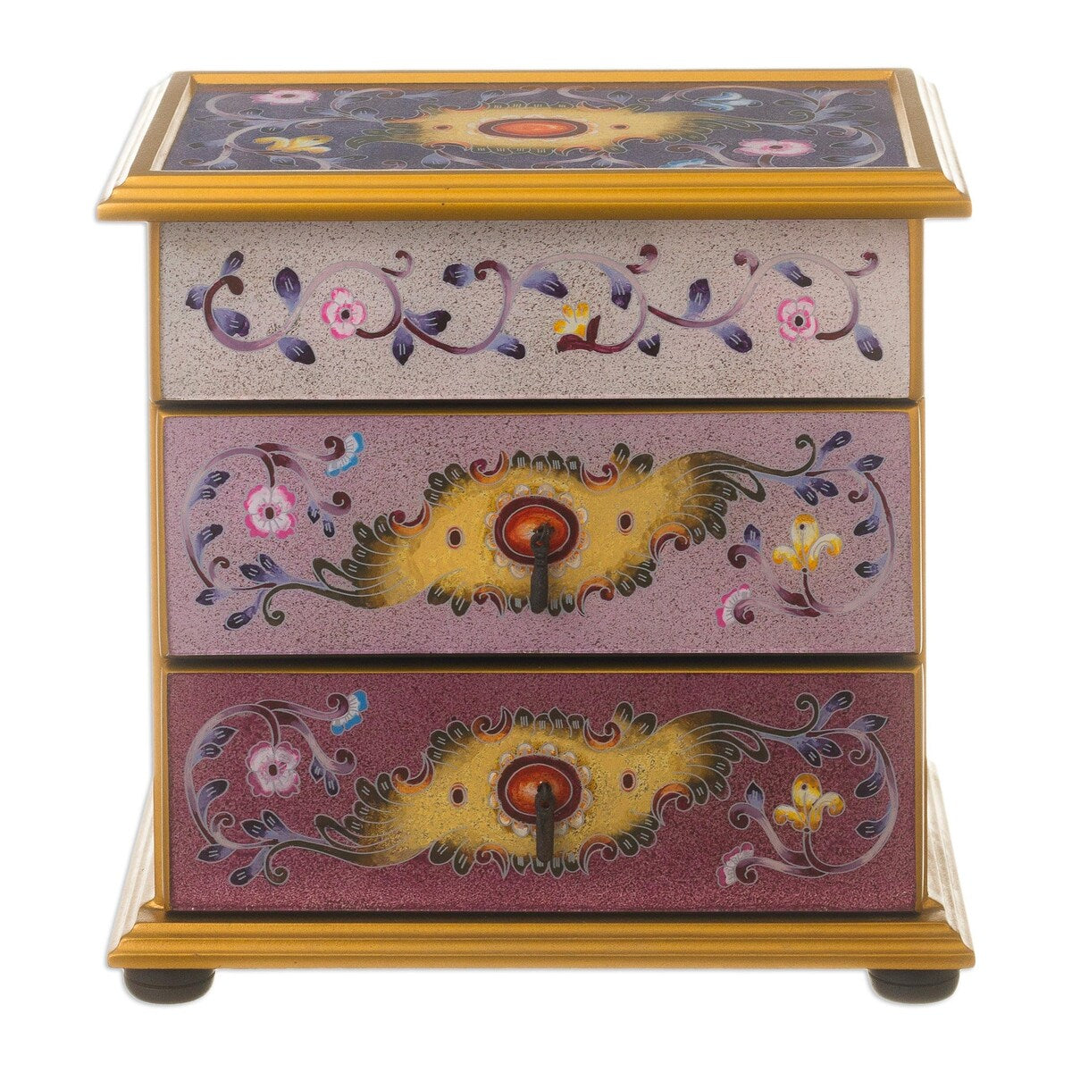Novica Handmade Twilight Splendor Reverse-Painted Glass Jewelry Chest