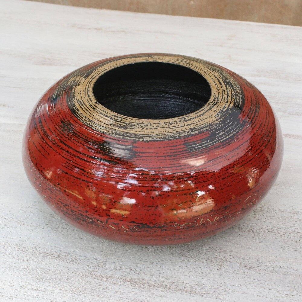 Handmade Mercury Lacquered Bamboo Pot (Thailand)