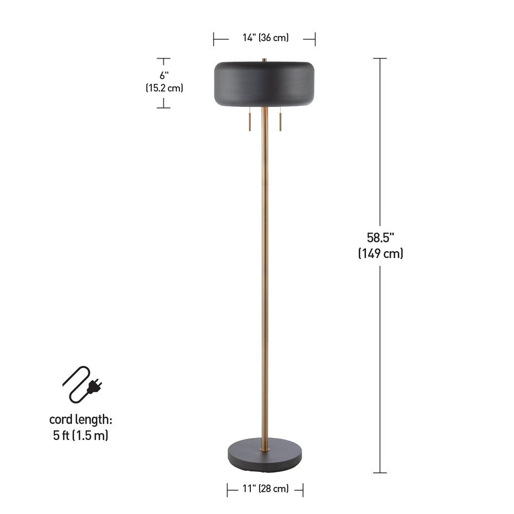 Novogratz x Globe 58.5" 2-Light Metallic Dark Gray Floor Lamp
